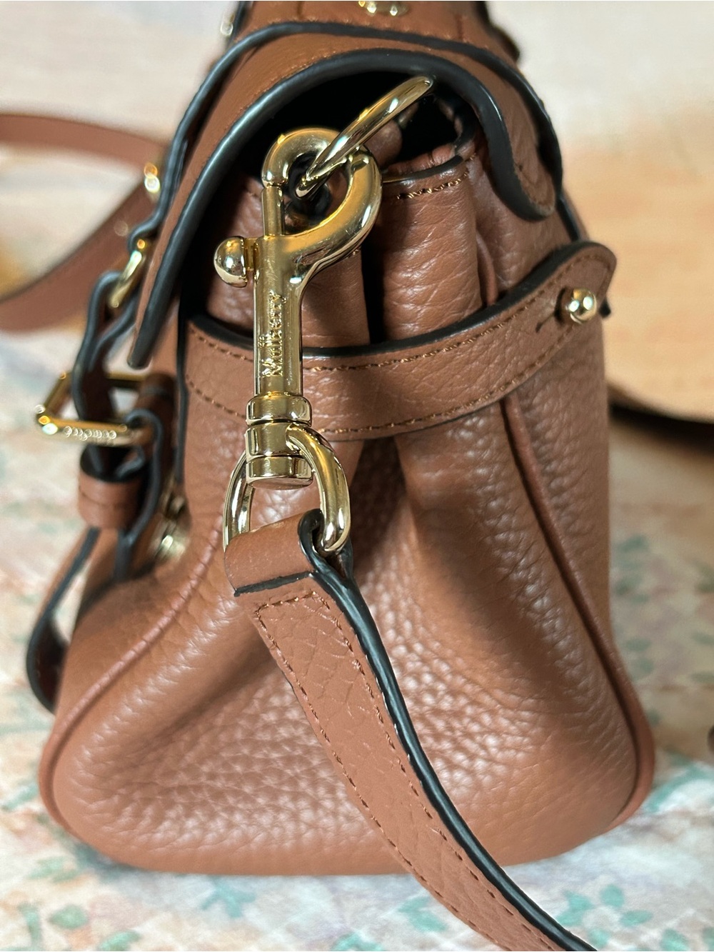 Mulberry Mini Alexa Heavy Grain Leather Satchel Chestnut Brown Retails $1345 EUC - Picture 8 of 17